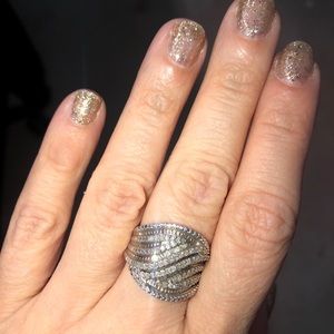 .75 carat sterling and diamond ring. Size 7